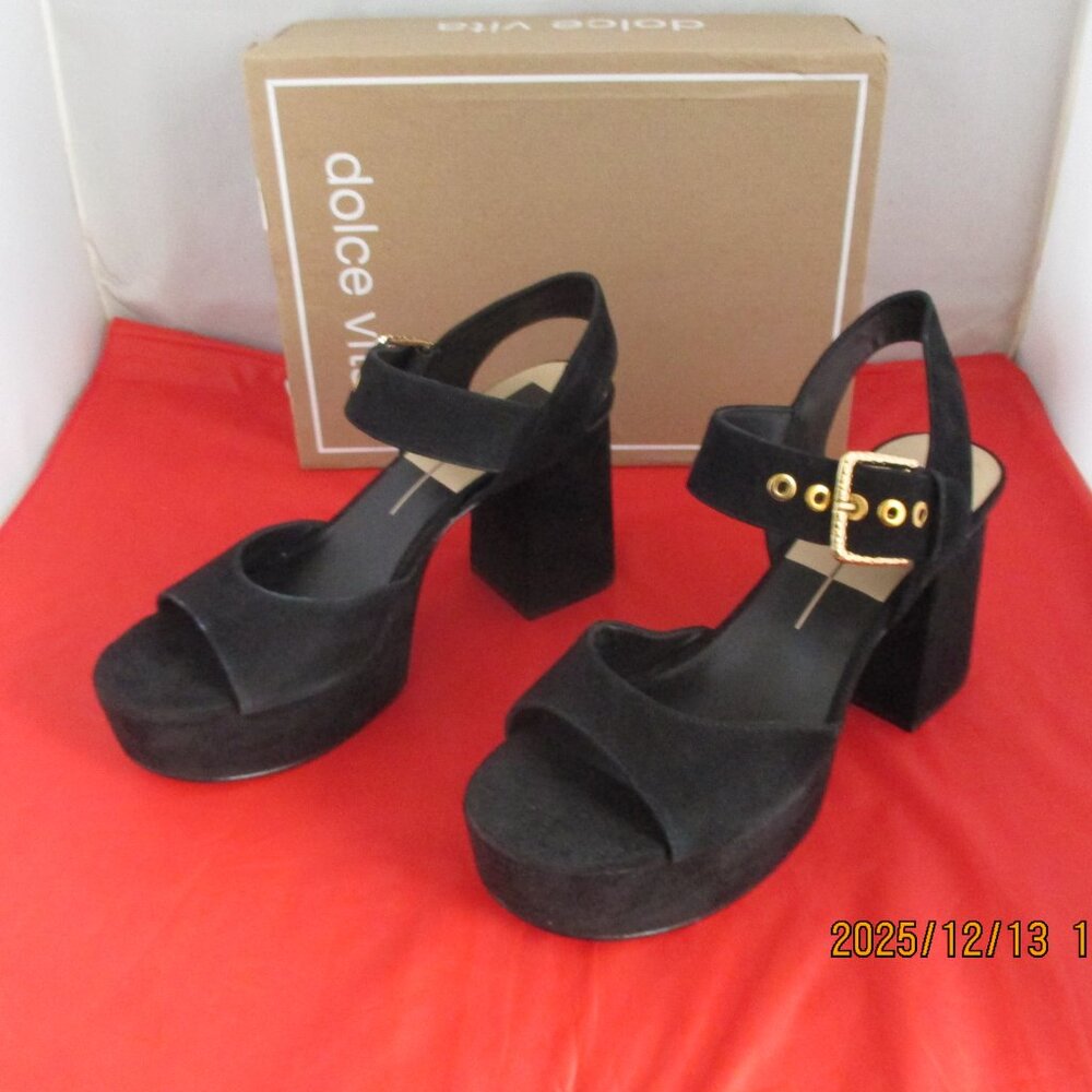 DOLCE VITA BOBBY HEELED SANDALS - $150 - US Size 11 - ONYX SUEDE - 1410 - Picture 5 of 10
